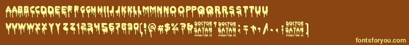 Doctor Satan-Schriftart – Gelbe Schriften auf braunem Hintergrund