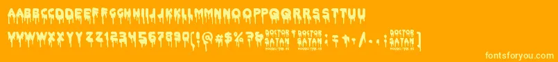 Doctor Satan-Schriftart – Gelbe Schriften auf orangefarbenem Hintergrund