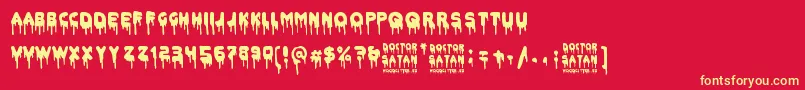 Doctor Satan-Schriftart – Gelbe Schriften auf rotem Hintergrund