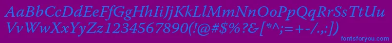 WarnockproItcapt Font – Blue Fonts on Purple Background