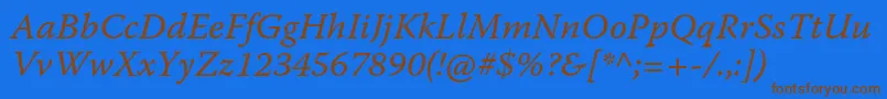 WarnockproItcapt Font – Brown Fonts on Blue Background