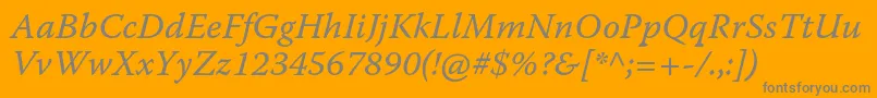 WarnockproItcapt-Schriftart – Graue Schriften auf orangefarbenem Hintergrund