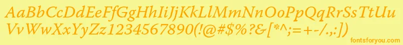 WarnockproItcapt Font – Orange Fonts on Yellow Background