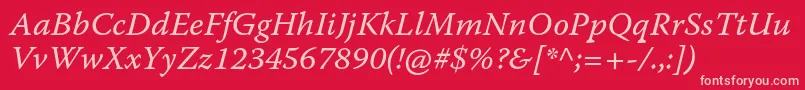WarnockproItcapt Font – Pink Fonts on Red Background