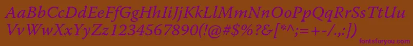 WarnockproItcapt Font – Purple Fonts on Brown Background