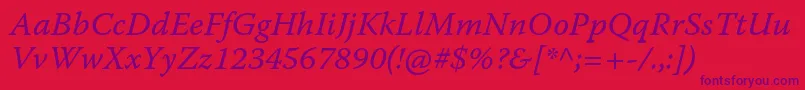 フォントWarnockproItcapt – 赤い背景に紫のフォント