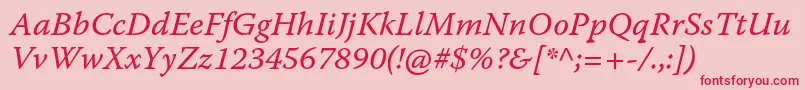 Подробнее о шрифте WarnockproItcapt Шрифт WarnockproItcapt – красные шрифты на розовом фоне