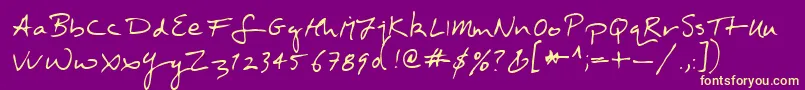 Doctor-Schriftart – Gelbe Schriften auf violettem Hintergrund
