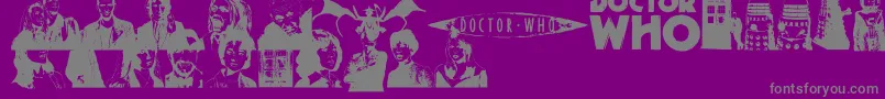 DOCWHO-Schriftart – Graue Schriften auf violettem Hintergrund