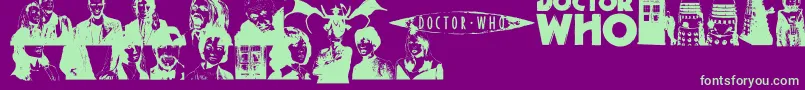 DOCWHO Font – Green Fonts on Purple Background