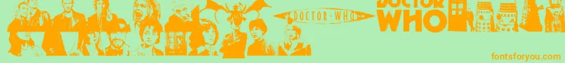 DOCWHO Font – Orange Fonts on Green Background