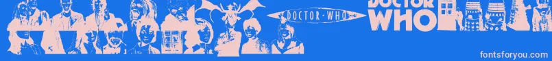 DOCWHO-fontti – vaaleanpunaiset fontit sinisellä taustalla