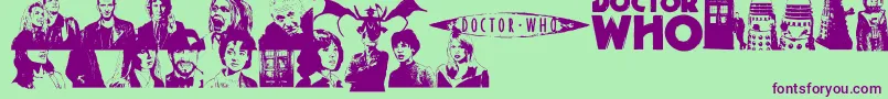 Шрифт DOCWHO – фиолетовые шрифты на зелёном фоне