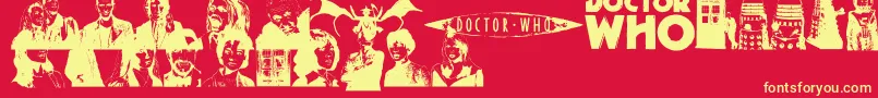 Шрифт DOCWHO – жёлтые шрифты на красном фоне