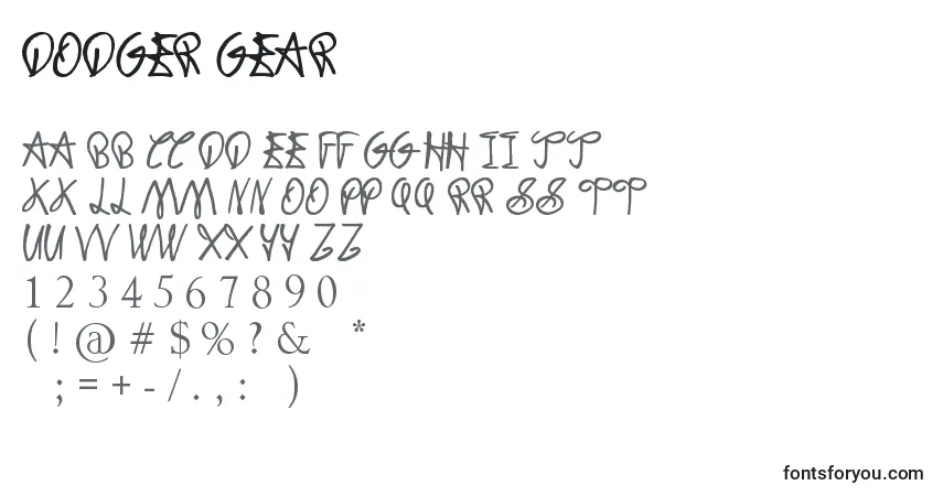 A fonte Dodger Gear – alfabeto, números, caracteres especiais
