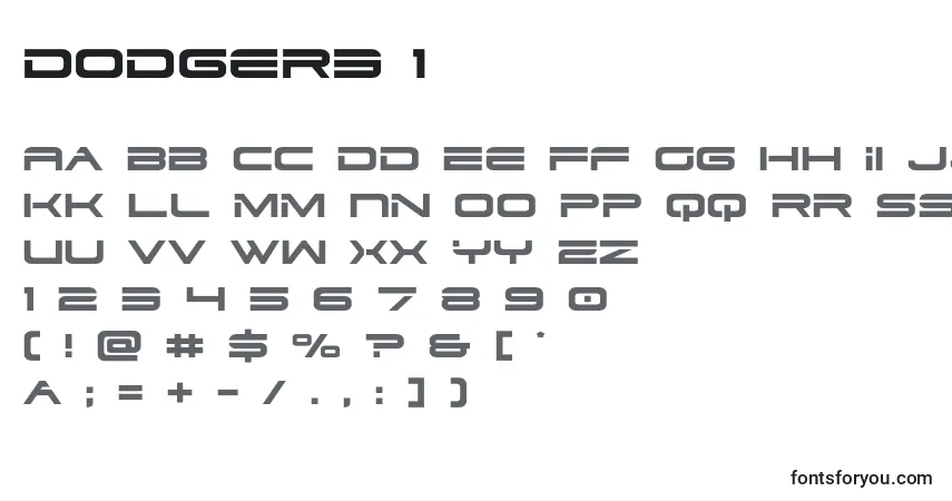 Czcionka Dodger3 1 – alfabet, cyfry, specjalne znaki