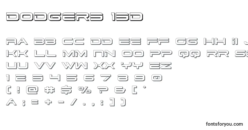 Dodger3 13d-fontti – aakkoset, numerot, erikoismerkit