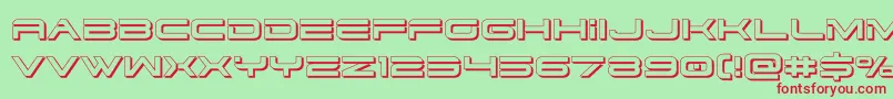 dodger3 13d-Schriftart – Rote Schriften auf grünem Hintergrund