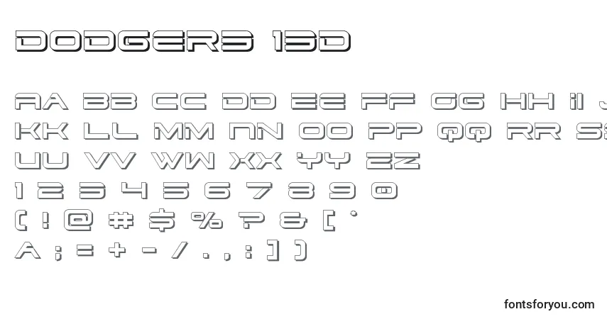 Schriftart Dodger3 13d (125276) – Alphabet, Zahlen, spezielle Symbole