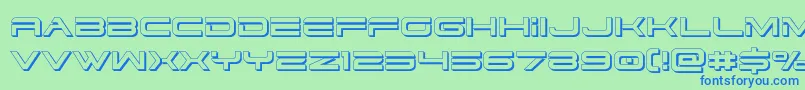 dodger3 13d-Schriftart – Blaue Schriften auf grünem Hintergrund