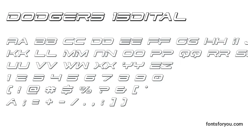 Dodger3 13dital (125278)-fontti – aakkoset, numerot, erikoismerkit