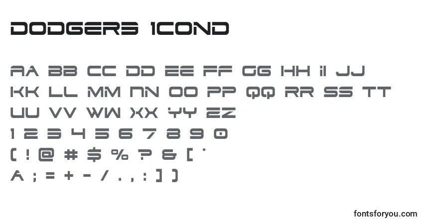 Czcionka Dodger3 1cond – alfabet, cyfry, specjalne znaki
