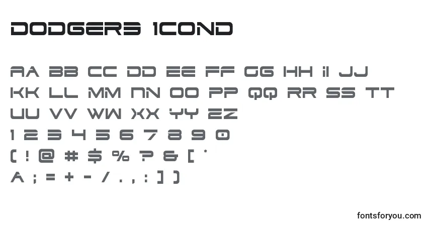 A fonte Dodger3 1cond (125280) – alfabeto, números, caracteres especiais