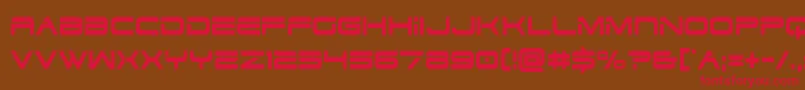 フォントdodger3 1cond – 赤い文字が茶色の背景にあります。