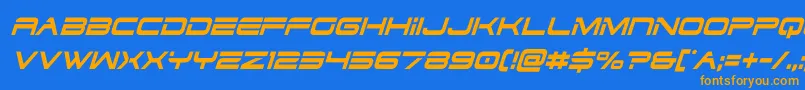 dodger3 1condital-Schriftart – Orangefarbene Schriften auf blauem Hintergrund