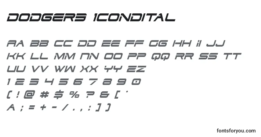 Czcionka Dodger3 1condital (125282) – alfabet, cyfry, specjalne znaki