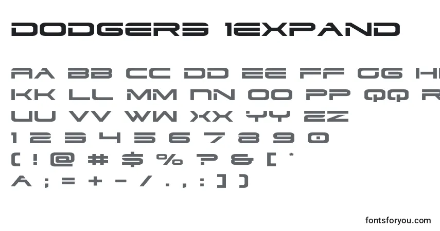 Schriftart Dodger3 1expand – Alphabet, Zahlen, spezielle Symbole