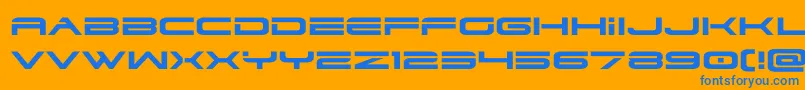 dodger3 1expand-Schriftart – Blaue Schriften auf orangefarbenem Hintergrund