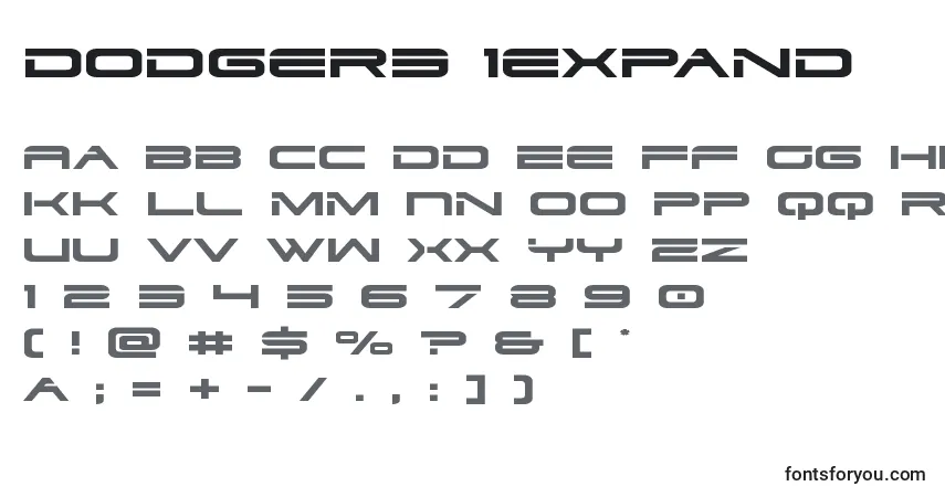 Schriftart Dodger3 1expand (125284) – Alphabet, Zahlen, spezielle Symbole