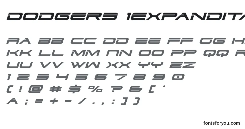 Шрифт Dodger3 1expandital (125286) – алфавит, цифры, специальные символы