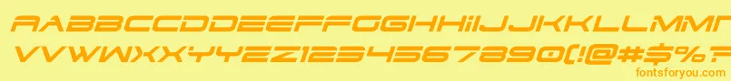 dodger3 1ital-Schriftart – Orangefarbene Schriften auf gelbem Hintergrund