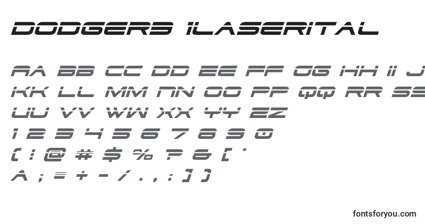 Schriftart Dodger3 1laserital – Alphabet, Zahlen, spezielle Symbole