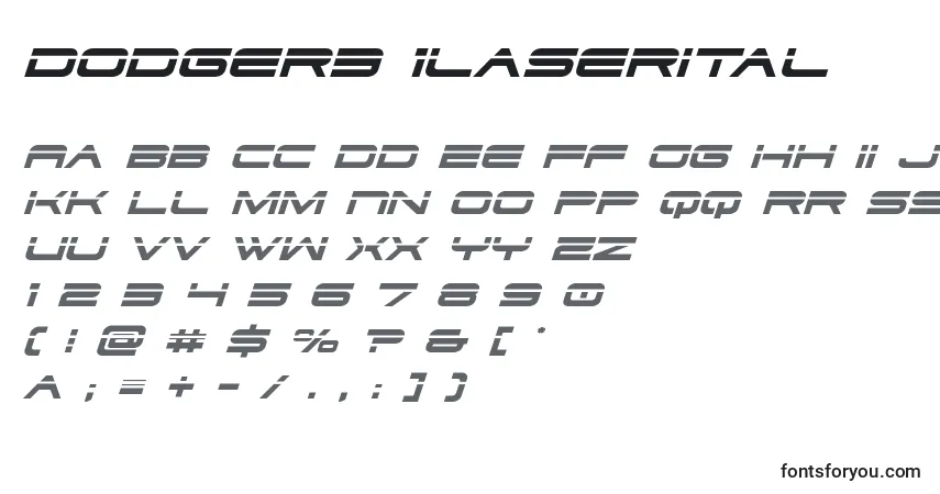 Schriftart Dodger3 1laserital (125292) – Alphabet, Zahlen, spezielle Symbole