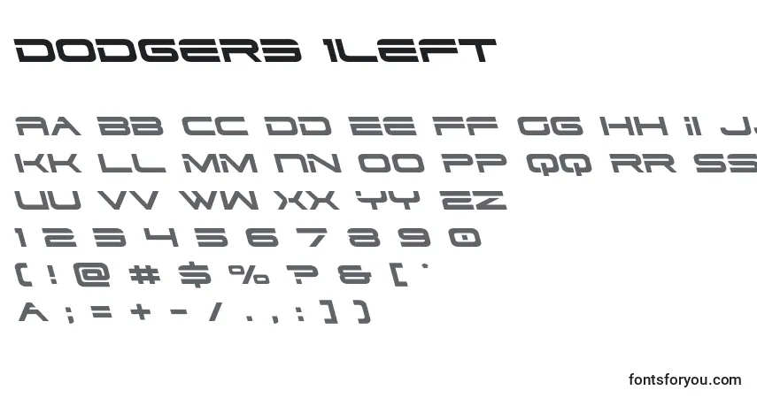 A fonte Dodger3 1left – alfabeto, números, caracteres especiais