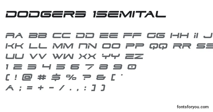 Schriftart Dodger3 1semital (125296) – Alphabet, Zahlen, spezielle Symbole
