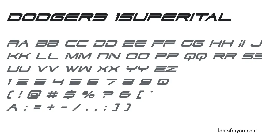 Schriftart Dodger3 1superital (125298) – Alphabet, Zahlen, spezielle Symbole