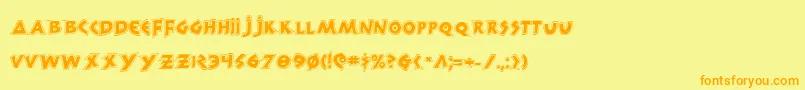 300trojansg-Schriftart – Orangefarbene Schriften auf gelbem Hintergrund