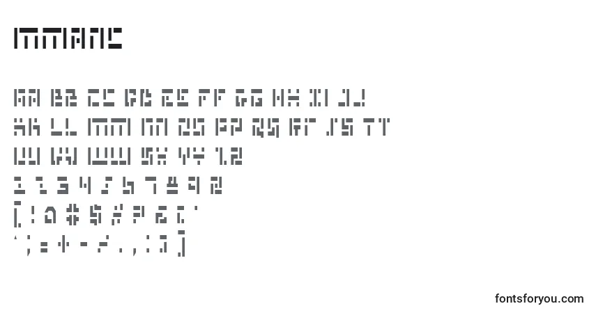 A fonte Mmanc – alfabeto, números, caracteres especiais