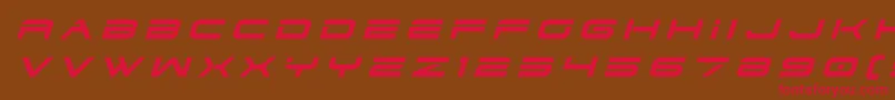 フォントdodger3 1titleital – 赤い文字が茶色の背景にあります。