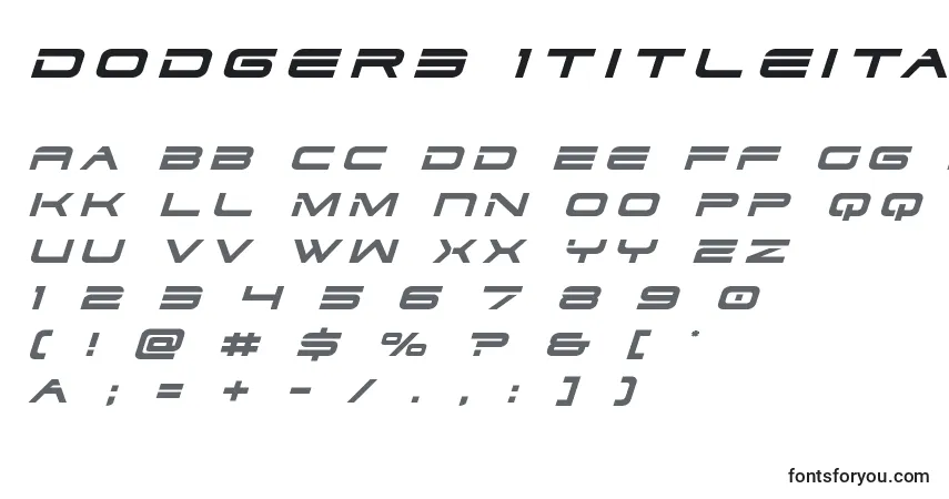 Dodger3 1titleital (125302)-fontti – aakkoset, numerot, erikoismerkit