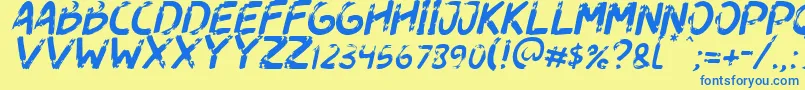 Dogfight Italic Font – Blue Fonts on Yellow Background