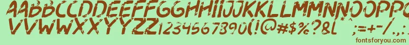 Fonte Dogfight Italic – fontes marrons em um fundo verde