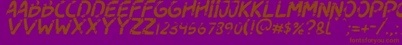 Dogfight Italic-Schriftart – Braune Schriften auf violettem Hintergrund