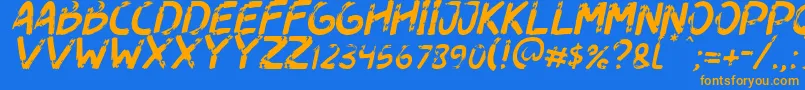 Dogfight Italic Font – Orange Fonts on Blue Background