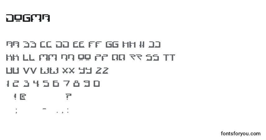A fonte Dogma (125309) – alfabeto, números, caracteres especiais