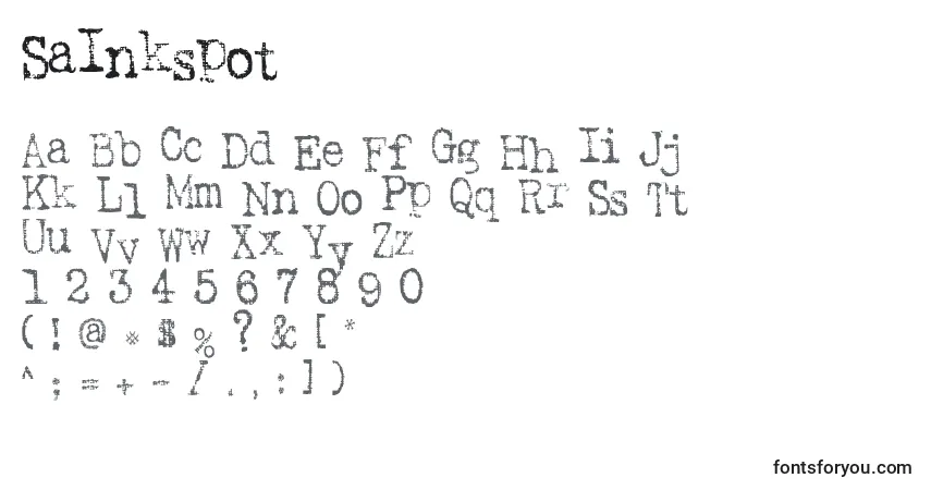 Czcionka SaInkspot – alfabet, cyfry, specjalne znaki